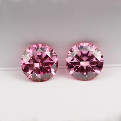 China Color play or fire color round shape moissanite pink diamond 6.5mm with GRA certificate loose Moissanite gemstone for sale