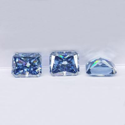 China New star color ice cutting radiant sapphire blue moissanite making jewelry vvs stone moissanite for sale