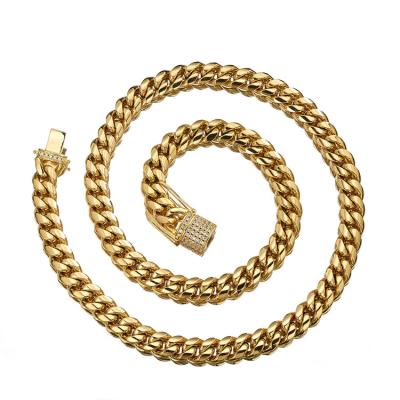 China Hiphop Chain 316L Miami Stainless Steel Necklaces Gold Hip Hop Cuban Chain Jewelry 6mm Cuban Link for sale