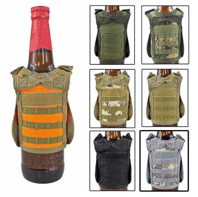 China Low Price 7 Nylon Molle Military Factory Direct Colors Multicolor Soda Beer Bottle Vest Tactical Mini Vest For Beer Bottle Wine for sale