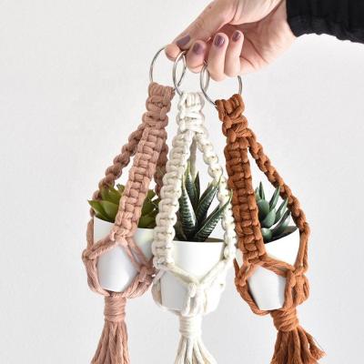 China Nordic Style Bohemian Hand - Woven Inli Mini Training Macrame Plant Safe Hangers For Car for sale