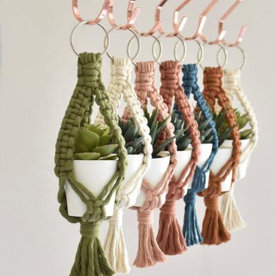 China Modern Mini Bohemian Home Accessories Macrame Plant Hangers For Car Mirror for sale