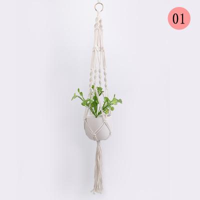 China Large BOHO Plastic Home Decor Indoor Hanging Shelf W Hanger For Pots Macrame Plant Hangers Plastic Basket Made In China for sale