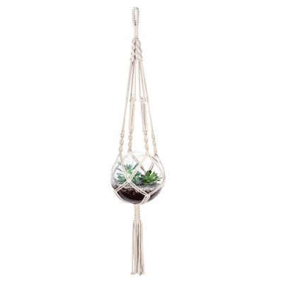 China Large BOHO Home Decor Macrame Plant Hangers Indoor Hanging Planter Basket with Wood Beads Decorative Flower Pot Holder for sale