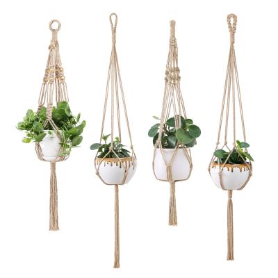 China Home Decoration for Indoor Planter Wall Hanging 4 Indoor Planter Apartment Bedroom Living Room Gallery Macrame Plant Hanger Set for sale