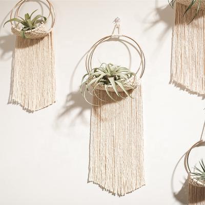 China Traditional Handmade Cotton Air Rope Plant Holders Unique Hanging for Home Decor for 2 Air Plants for sale