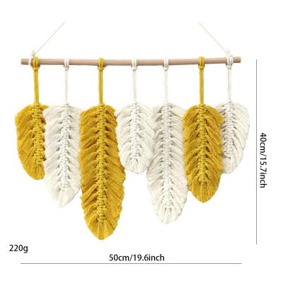 China Nice Traditional Macrame Wall Hanging Feather Leaf DIY Dreamy Decor for sale