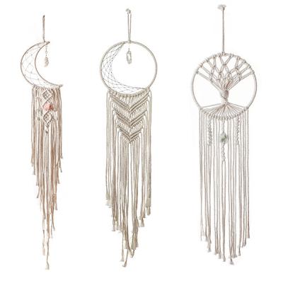 China Owl Design Woven Cotton Bridal Handmade Macrame Moon Shower Dream Catcher for sale