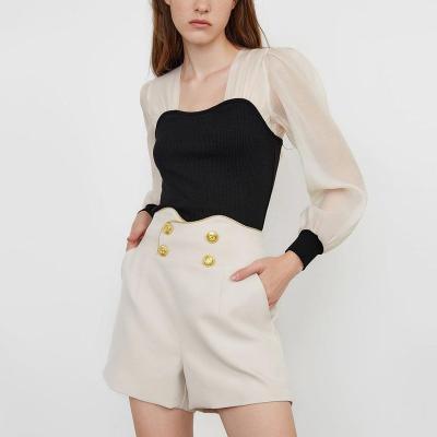 China 2022 Anti-Wrinkle Sleeve Black Women Blouse Fashionable Casual Feminine Ladies Clothing Breathable Shirts Blouses And Sexy Crop Tops for sale