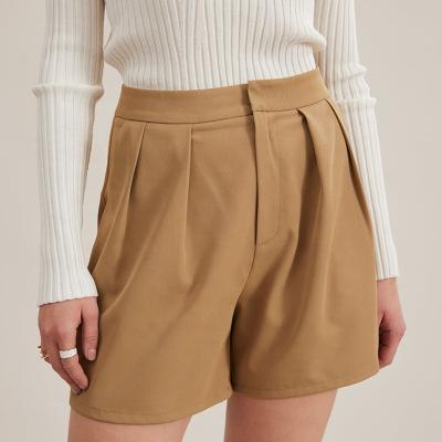 China Spring Street Wear Customized Parride High Waist Shorts Solid Color Pleated Women Short à venda