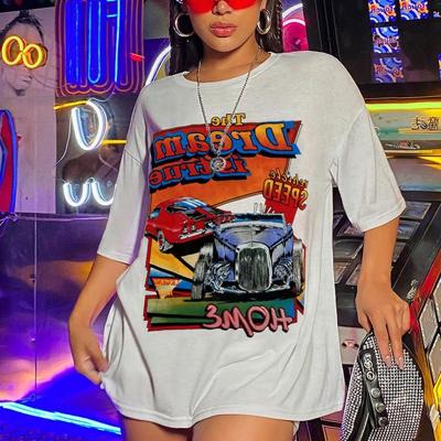 China New Design Plain Anti-wrinkle Oversized T-shirts Washed To Drop To Shoulder Loose Fit Women T-shirt for sale