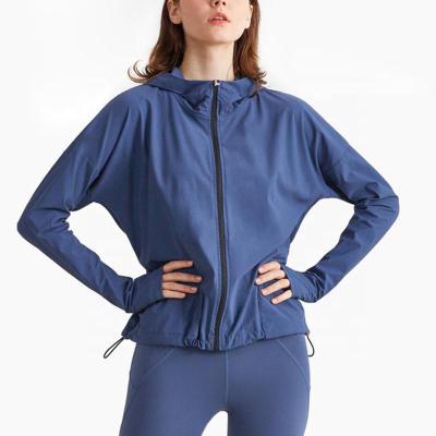 China QUICK DRY Sports Fitness Ladies Running Waterproof Yoga Zipper Jacket With Thumb Hole for sale