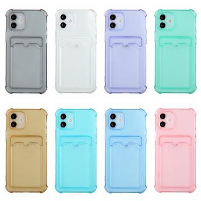 China Wholesale Anti-drop tpu2.0mm transparent shockproof phone case for iphone 12 pro max clear bumper phone case with card holder for sale