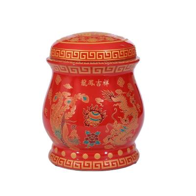 China Keep Human Ashes Ashes Burial Supplies 23cm Dragon and Phoenix Urn Ceramic Cremation Ashes Urn for sale