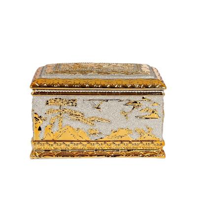 China Anti-Corrosion Wholesale Adult Gold Plated Double Phoenix Square Urn For Funeral Ashes Supplies for sale