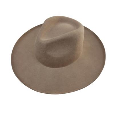 China Checked wool felt stiffed wide pointed brim felt hat hat for sale