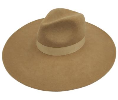 China Checked Wool Felt Wide Brim Fedora Hat for sale