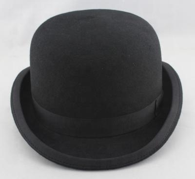 China Character Fall Winter Black 100% Wool Felt Australian Bowler Hat for sale