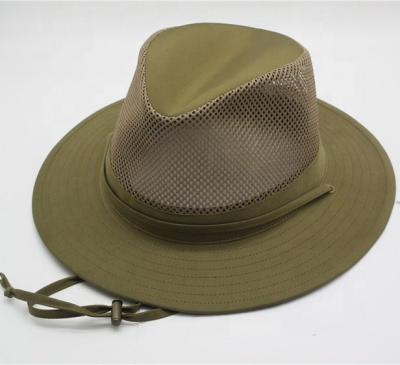 China Picture Mens Wash Cotton Mesh Safari Hat Outdoor For Fishing Hunting for sale