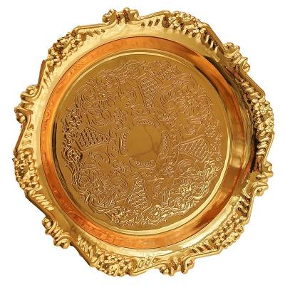 China Holiday decoration & Gift Wholesale Price Vintage Gold Round Candle Tray for sale