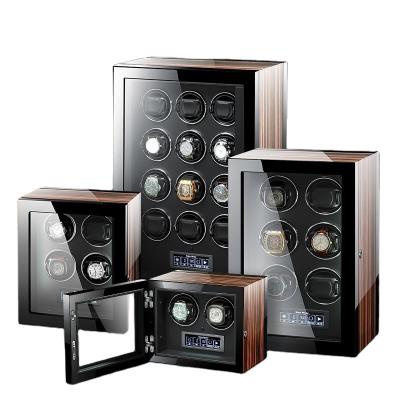 China Handmade Rise Luxury Wood 12 Watches Winder Box Automatic Mechanical Watch Winding Storage Boxes for sale