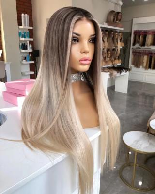 China Russian Blonde Body Wave Hair Wig Platinum Blonde Color Cuticle Aligned Raw Virgin Hair 13x6 Lace Front Wigs for sale