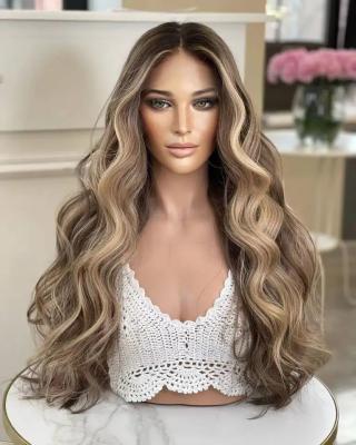 China European Loose Wave Style Balayage Hair Wigs Double Drawn Grade 12A Double Swiss Lace Front Wig High Density Body Wave Hair for sale