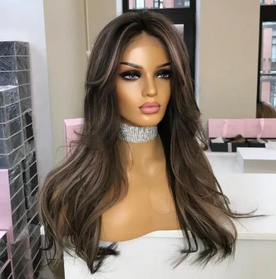 China Dark Remy Body Wave Lace Front Wig 13x4 HD Lace Headband Virgin Balayage Hair Highlight Body Wave Hide Russian Jewish Wig for sale