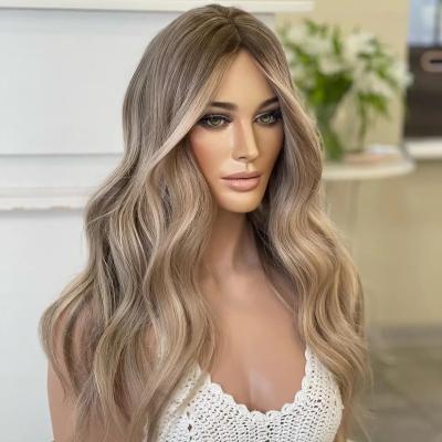 China Body Wave Sample Wig Ombre Ash Brown Color Jewish Quality Silk Top Clip In Raw Hair Glueless 4*4 5*5 Silk Low Wigs For White for sale