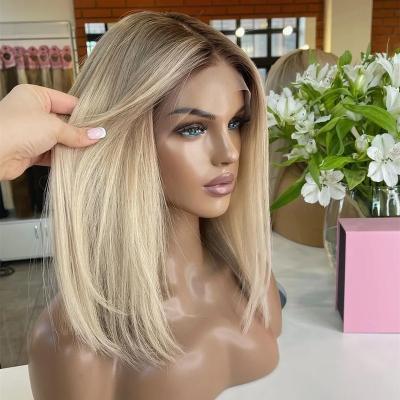 China Straight Lead Jewish Wig With Silk Top Lace Front Wigs For Women Basic Babylight Color Raw European Scalp Hide Real Hair Silk Blonde for sale