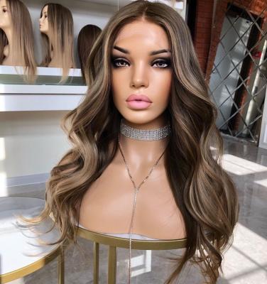 China Body Wave HD 13x6 Frontal Highlight Ash Brown Color Kosher Virgin European Cuticle Aligned Silk Low Lace Front Human Hair Wigs for sale