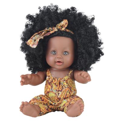 China 12 Inch Changeable Black African Girls Dolls Curly Hair Dressing Baby Toys Realistic Baby Toys Dolls For Children for sale