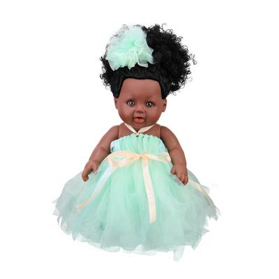 China Changeable Dressing Children Toys 2021 Fashion Silicon Doll Cute Black Dolls With Lovely Lace Skirt for sale