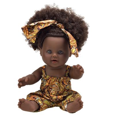 China Changeable Dressing 12 Inch Realistic African Curly Hair Doll Toys For Children Gift Lovely Black Doll Baby Toys for sale