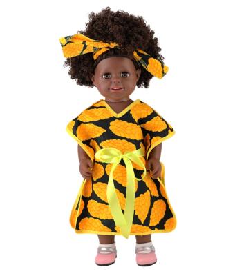 China Coffee Changeable African Chinese Dark Color Vinyl Maker Doll Children's Toy Clothing Curly Hair Fashion Black Doll for sale