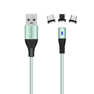 China Mobile Phone Types 2A Fast Charging 3 In 1 Magnetic Led USB Charging Cable Lightweight USB Cable for sale