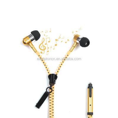 China Handphone With Microphone Volume Button Best Quality Good Quality Zipper Earphone Sport Sound Stereo Earbuds,Handsfree In-Ear Zipper Earphone for sale