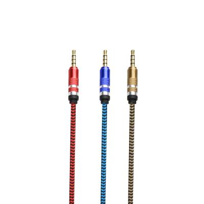 China aux cable 1 Meter Video Game Player OD4.0 3.5mm Stereo Braided Nylon, 4PCS Imside Strings, Gold Metal Audio Cable for sale