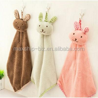 China Cute Rabbit Shape Hand Towel QUICK DRY Hanging Absorbent Hand Towel for sale