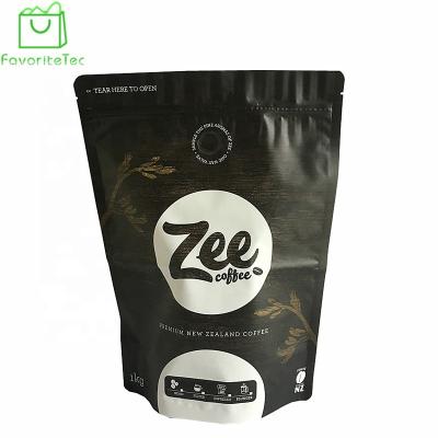 China Customized Aseptic Printed Resealable Aluminum Foil Matt Black Coffee Bean Bag for sale