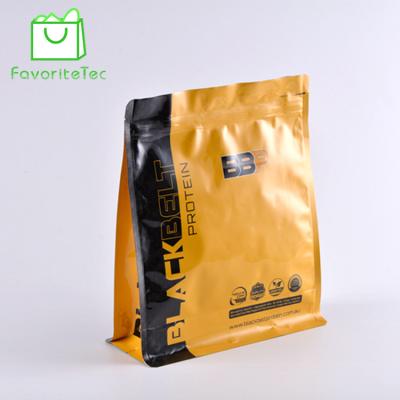 China Security Zipper Square Block Resealable Bottom Bag For Whey Protein Powder Packaging for sale