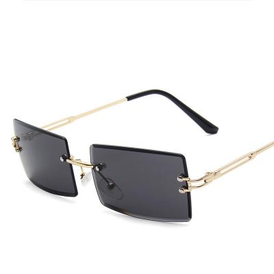 China Vintage High End Square Gradient Glass Sun Glasses Small Rectangle Rimless Square Sunglasses for sale