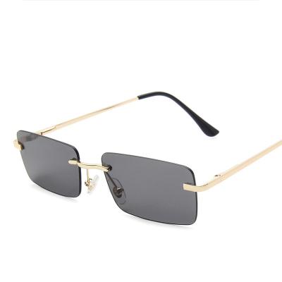 China 2021 Fashion Sunglasses Wholesale Gradient Clear Vintage Rimless Sunglasses Rectangle for sale