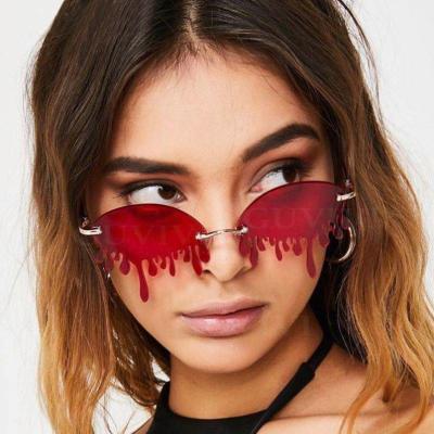 China Fashion Mingkang Sunglasses 5330 Rimless Women Retro Teardrop Sunglasses Men High Fashion Steampunk Frameless Sun Glasses for sale