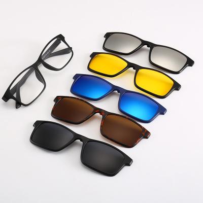 China Magentic Clip On Glasses Dropshipping Wholesale Logo Rectangular Men Clip On Custom Polarized Sunglasses for sale