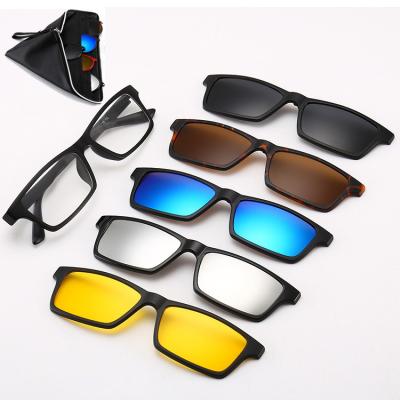 China Magentic Clip On Glasses 2022 Logo Men Clip On Sunglasses Custom Rectangular Trending Polarized for sale