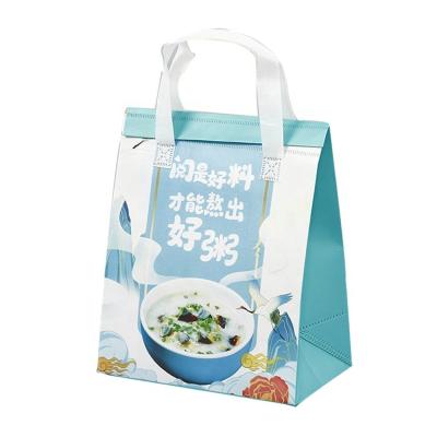 China Recyclable Fashionable ultrasonic cheapest heat sealed non-woven take away fast food cooler insulation lunch thermal bag for food delivery for sale