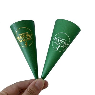 China Disposable Disposable Custom Logo Printed Paper Cone Cups Sleeve For Ice Cream Dessert Paper Cones for sale