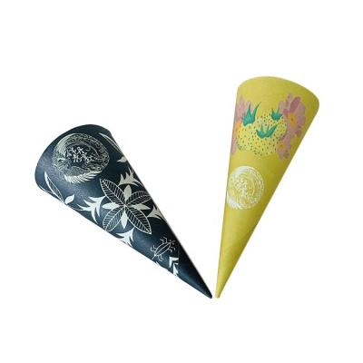 China Disposable Kraft paper ice cream packaging cone sleeve for sale