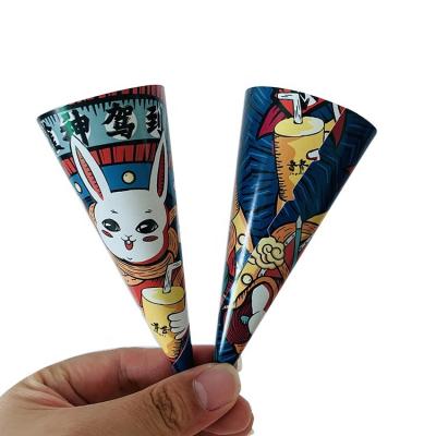 China Disposable Costom Printing Ice Cream Cone Wrapper Eco-friendly Disposable Recyclable Dessert Paper Cone Sleeve for sale